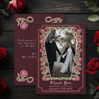 Rose de café gothique rouge Carte de remerciements