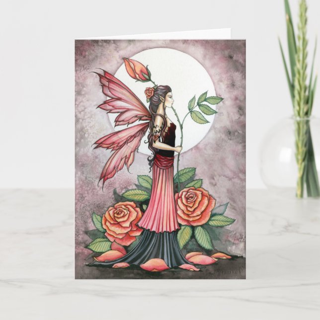 Rose de carte de voeux féerique du feu (Devant)
