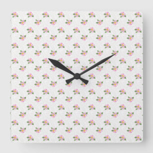 Rose de Chien Ditsy Polka Style Carré Horloge mura