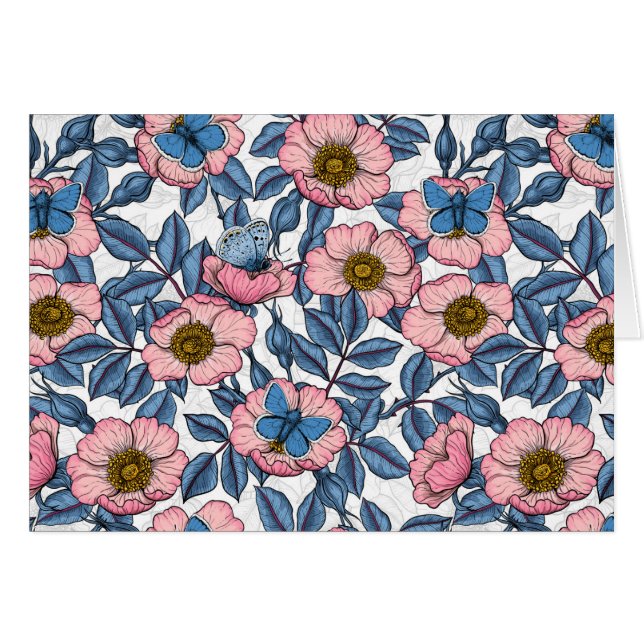 Rose de chien et papillons (Devant horizontal)