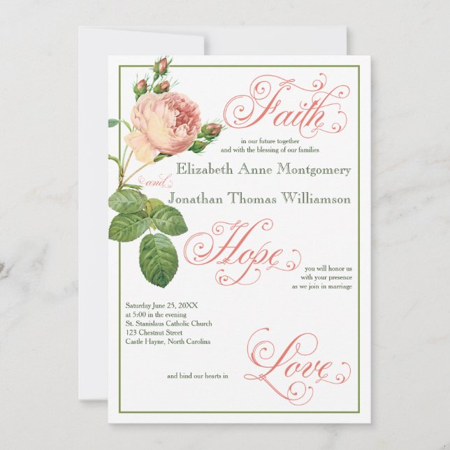 Rose de chou Christian Faire-part de mariage (Devant)