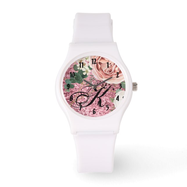 Rose de jardin géométrique montre poignet personna (Recto)