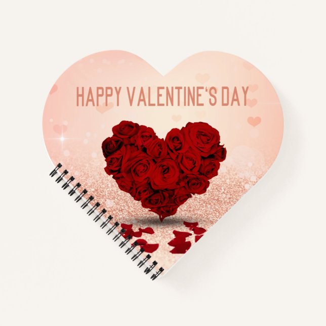 Rose de la Saint-Valentin Bouquet de coeur Carnet  (Devant)