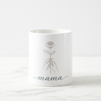 Rose de l'art en ligne minimaliste "Maman" Tasse d