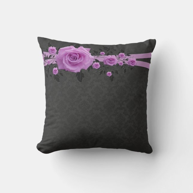 Rose de Lavande romantique Damask Coussin (Recto)