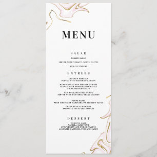 Rose de marbre et or du menu   de mariage d'agate