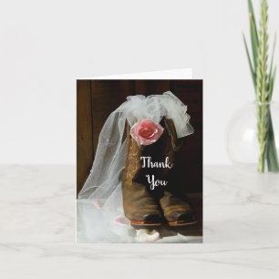 Rose de pays et Boots de Cowboy Mariage Merci