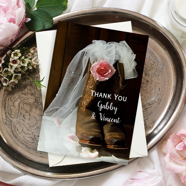 Rose de pays et Boots de Cowboy Mariage Merci (Créateur téléchargé)