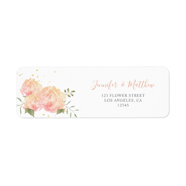 Rose de pêche romantique Floral Adresse de retour  (Devant)