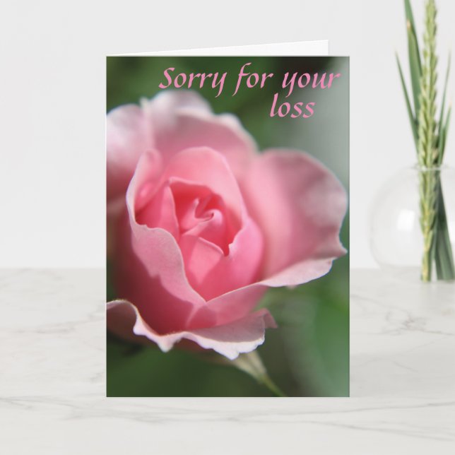 Rose de rose désolé pour votre carte de perte (Devant)
