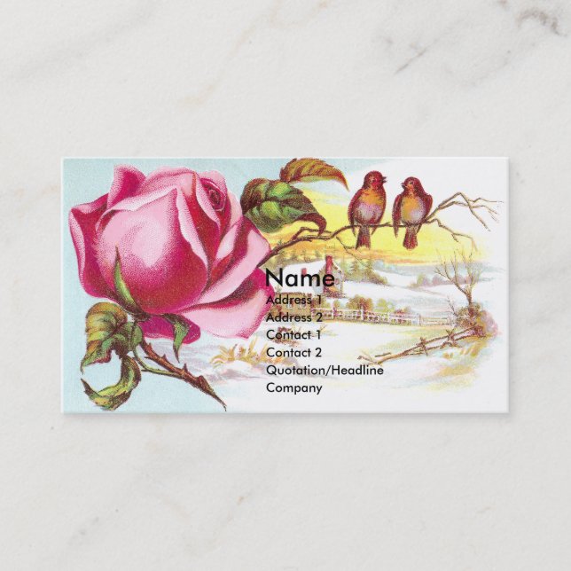 Rose de rose et carte commerciale victorienne (Devant)