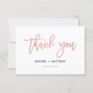Rose de script moderne Gold Glam Carte de remercie