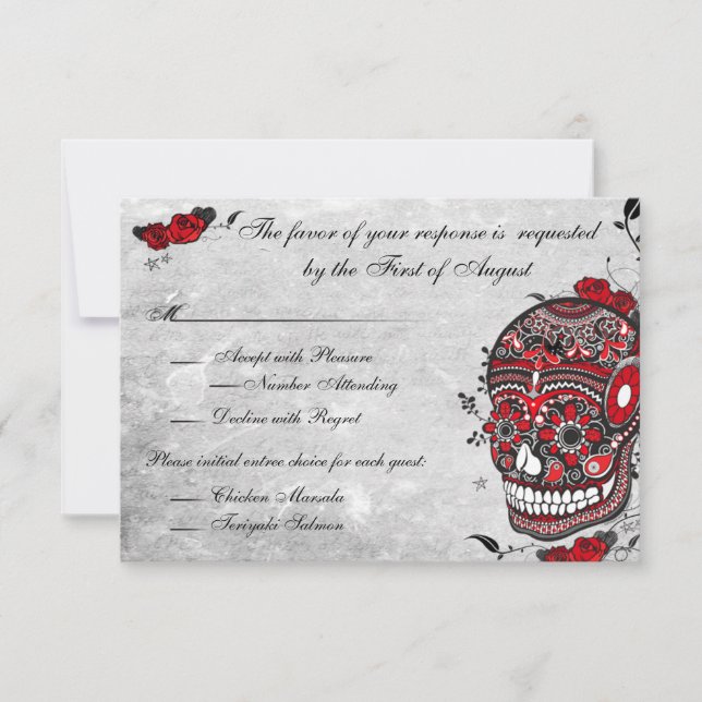 Rose de tatouage et lueurs Muerte - Carte de récep (Devant)