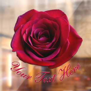 Rose Decal Personalized Red Rose Window Cling