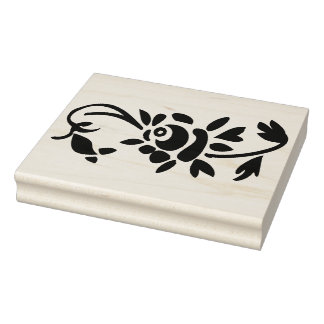 Rose Decoration Left Side Rubber Art Stamp