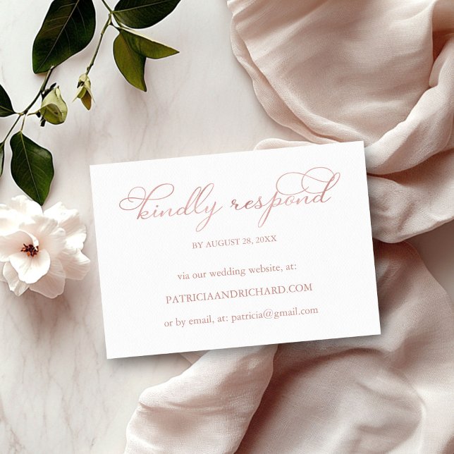 Rose Delicate Gold Script en ligne Mariage carte R (Créateur téléchargé)