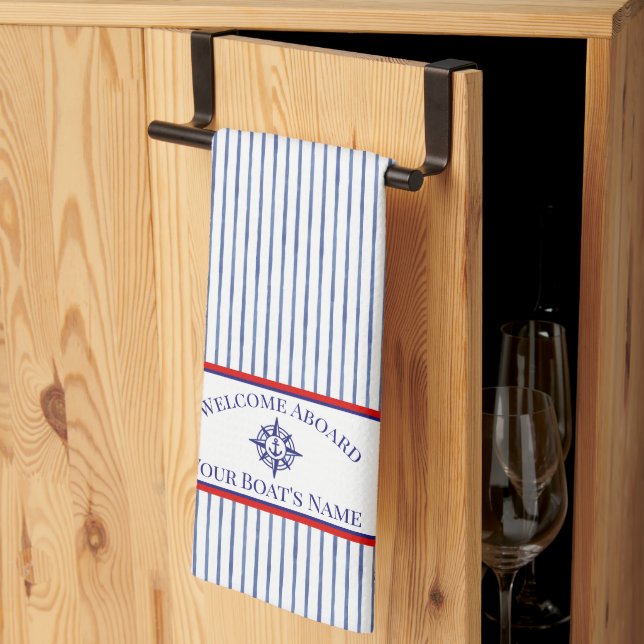 Rose des vents nautique serviettes de cuisine nom  (Pliage en tiers)