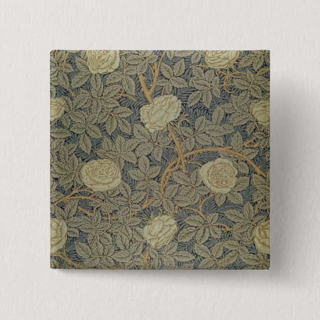 'Rose' design 2 Inch Square Button (Front)
