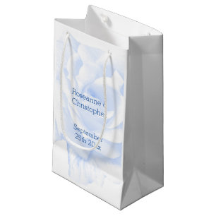 Rose Design Blue Coloured Wedding Small Gift Bag