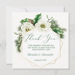 Rose d'hiver Pine Holly Mariage Carte de remerciem