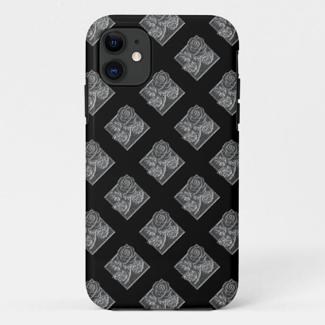 Rose-Diamants-17-Argent-Noir-iPhone 5/5s Coque (Dos)