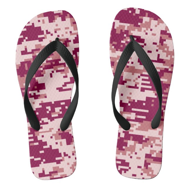 Rose Digital Camo Pattern Flip Flops (Footbed)