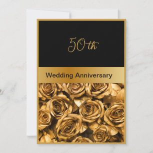 rose d'or noir 50e mariage carte anniversaire