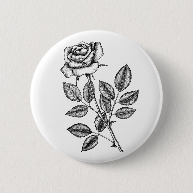 Rose drawing 2 2 inch round button (Front)