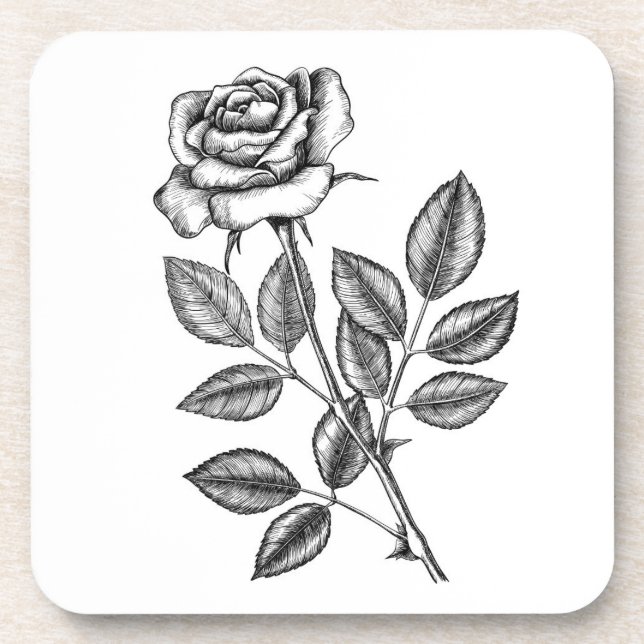 Rose drawing 2 coaster (Front)