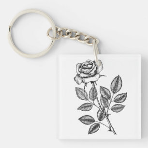 Rose drawing 2 keychain