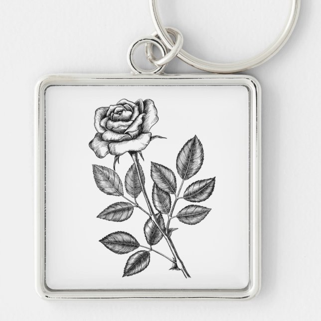 Rose drawing 2 keychain (Front)