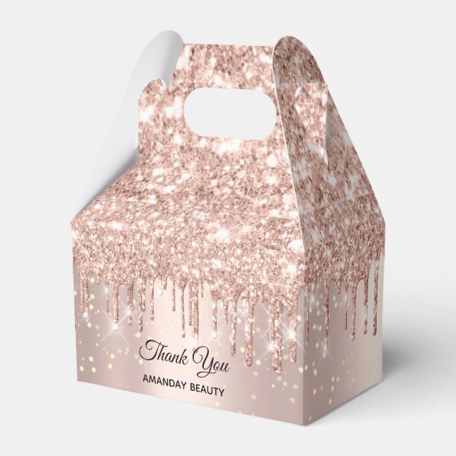 Rose Drips Glitter Sweet 16th Bridal Wedding Glam Favor Box (Front Side)