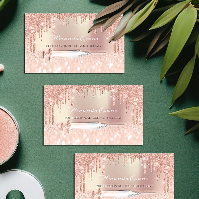 Rose Drips Glitter Syringe Injections Botox Pink Appointment Card (Rose Drips Glitter Syringe Injections Botox Pink Appointment Card)