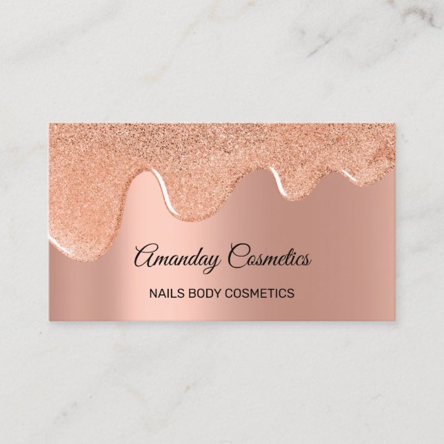 Rose Drips Nail Artist Wax Makeup Body Cosmetics Business Card (Front)