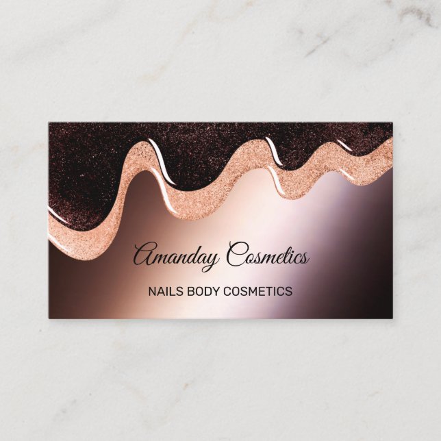 Rose Drips Nail Stylist Wax Makeup Body Chocolatte Business Card (Front)