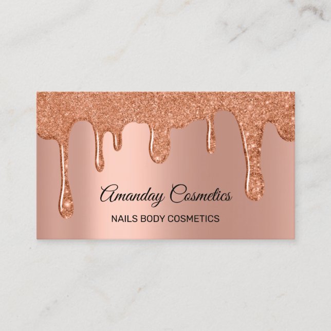 Rose Drips Nails Wax Makeup Copper Body Cosmetics Business Card (Front)