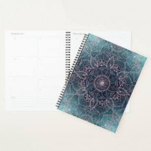 Rose élégant Gold Mandala Blue Nebula Stars