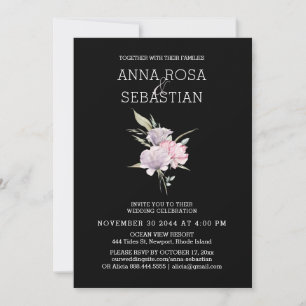 *~* Rose Elegant PINK Floral AR15 RSVP Wedding Invitation