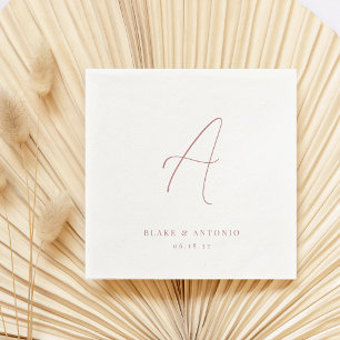 Rose   Elegant Thin Line Script Wedding Monogram Napkin