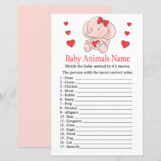 Rose elephant Baby Animals Name Game