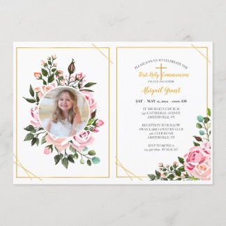 Rose Embrace Religious Photo Invitation