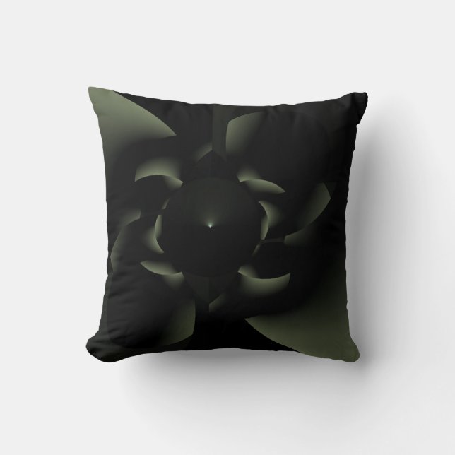 Rose Emerging From Darkness-Fractal Design-Army Throw Pillow (Front)