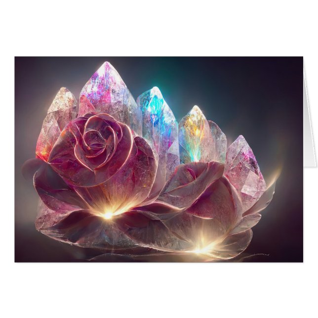 Rose en cristal rose (Devant horizontal)