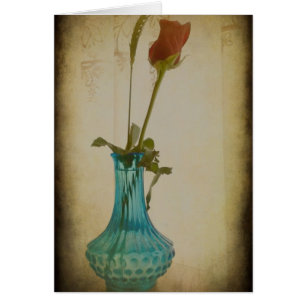 Rose en Vase Bleu