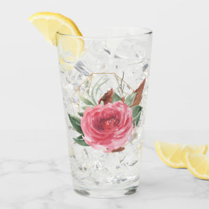 Rose en verre à l'eau rose profonde