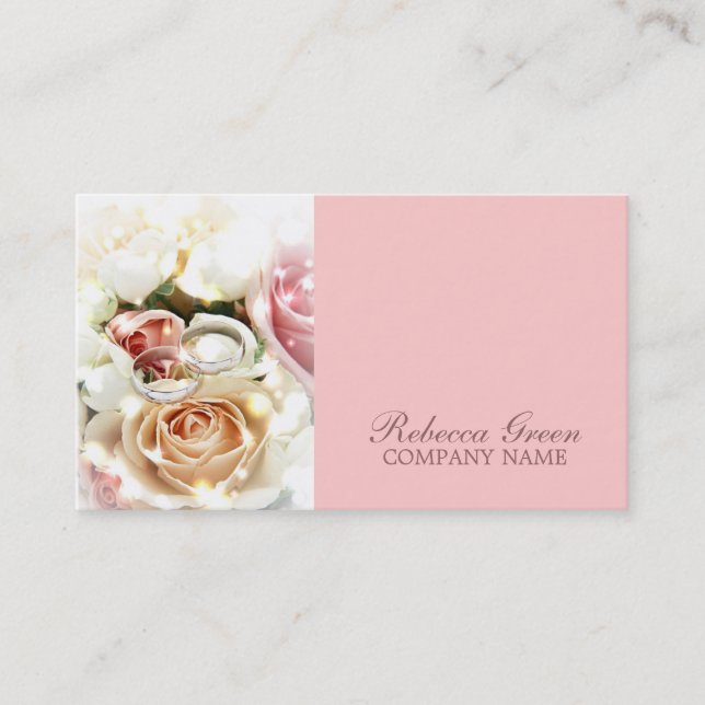 rose engagement rings wedding photographer business card (Front)