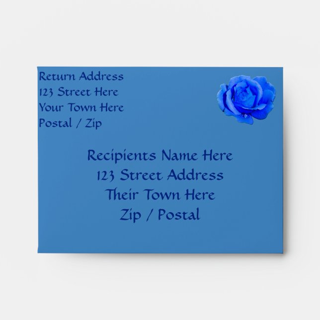 Rose Envelopes Personalized Blue Roses Envelopes (Front)