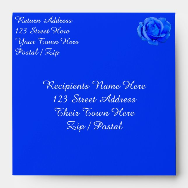 Rose Envelopes Personalized Blue Roses Envelopes (Front)