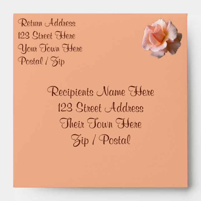 Rose Envelopes Personalized Peach Roses Envelopes (Front)