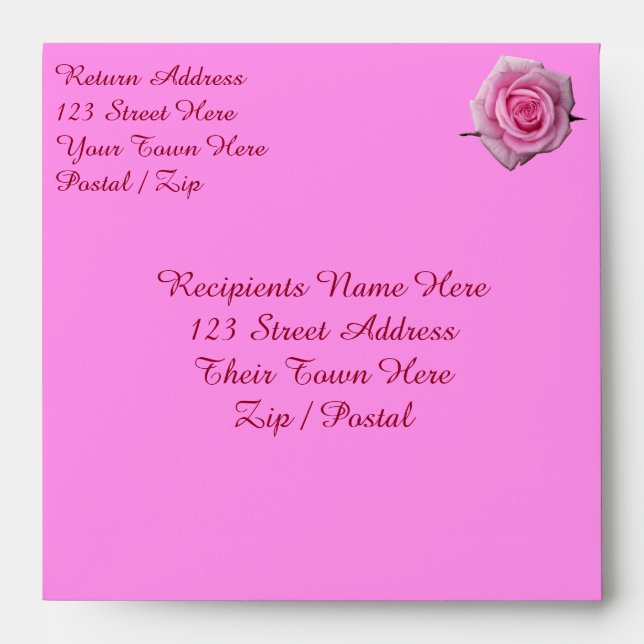 Rose Envelopes Personalized Pink Roses Envelopes (Front)